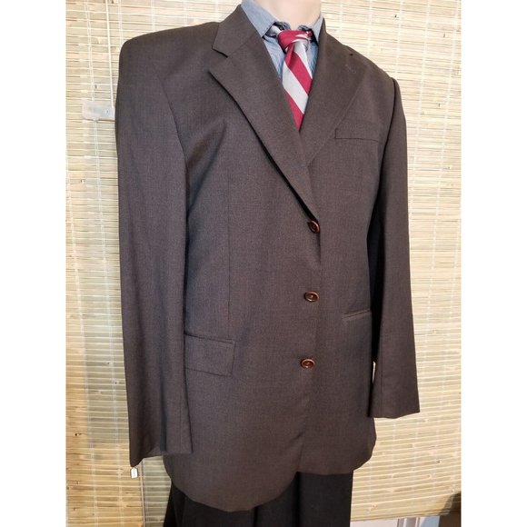 HUGO BOSS 40R MEN'S SPORT COAT BROWN SUPER 100S WOOL MADE IN ITALY S-330 - Picture 1 of 10